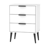 Hong Kong Matt White 3 Drawer Midi Chest with Scandinavian Dark Legs