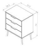 Hong Kong Matt White 3 Drawer Midi Chest with Hairpin Legs