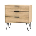 Hong Kong Nebraska Oak 3 Drawer Chest with Hairpin Legs