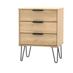 Hong Kong Nebraska Oak 3 Drawer Midi Chest with Hairpin Legs