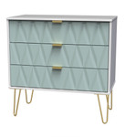 Diamond Duck White 3 Drawer Chest with Gold Hairpin Legs