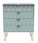 Diamond Duck White 4 Drawer Chest with Gold Hairpin Legs