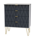 Diamond Indigo White 4 Drawer Chest with Gold Hairpin Legs