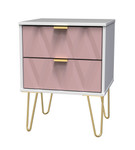 Diamond Kobe Pink 2 Drawer Midi Chest with Gold Hairpin Legs