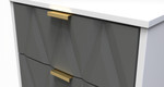 Diamond Shadow Grey 5 Drawer Bedside Cabinet with Gold Hairpin Legs Welcome Furniture