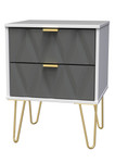 Diamond Shadow Grey 2 Drawer Bedside Cabinet with Hairpin Legs Welcome Furniture