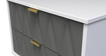 Diamond Shadow Grey 2 Drawer Midi Chest with Gold Hairpin Legs Welcome Furniture