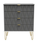 Diamond Shadow Grey 4 Drawer Chest with Gold Hairpin Legs Welcome Furniture