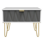 Diamond Shadow Grey 1 Drawer Midi Chest with Gold Hairpin Legs Welcome Furniture