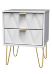 Diamond White 2 Drawer Bedside Cabinet with Hairpin Legs Welcome Furniture