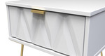 Diamond White 1 Drawer Bedside Cabinet with Gold Hairpin Legs Welcome Furniture