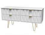 Diamond White 4 Drawer Bed Box with Gold Hairpin Legs Welcome Furniture