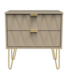 Diamond Mushroom 2 Drawer Midi Chest with Gold Hairpin Legs Welcome Furniture