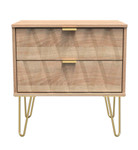 Diamond Bardolino 2 Drawer Midi Chest with Gold Hairpin Legs