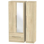 Monaco Bardolino Triple Wardrobe (2 Door 2 Drawer Mirrored and 1 Door)