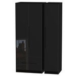 Monaco Black Gloss Triple Wardrobe (2 Door 2 Drawer and 1 Door)