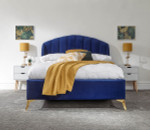 Pettine Royal Blue Velvet Ottoman Bed