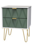 Diamond Labrador Green 2 Drawer Bedside Cabinet with Hairpin Legs