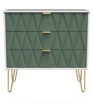 Diamond Labrador Green 3 Drawer Chest with Gold Hairpin Legs