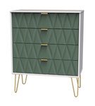 Diamond Labrador Green 4 Drawer Chest with Gold Hairpin Legs