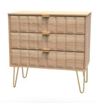 Cube Bardolino 3 Drawer Chest with Gold Hairpin Legs