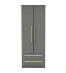 Haworth Tall 2 Drawer Plain Wardrobe in Dusk Grey - Welcome Furniture