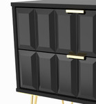 Cube Black Matt 2 Drawer Midi Chest with Gold Hairpin Legs