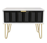 Cube Black and White Matt 1 Drawer Midi Chest with Gold Hairpin Legs Welcome Furniture