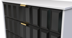 Cube Black and White Matt 5 Drawer Chest with Gold Hairpin Legs Welcome Furniture