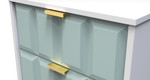 Cube Duck Blue and White Matt 5 Drawer Bedside Cabinet with Gold Hairpin Legs Welcome Furniture