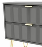 Cube Dusk Grey 2 Drawer Midi Chest with Gold Hairpin Legs