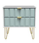 Cube Duck Blue and White 2 Drawer Midi Chest with Gold Hairpin Legs Welcome Furniture