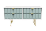 Cube Duck Blue and White 4 Drawer Bed Box with Gold Hairpin Legs Welcome Furniture