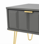 Cube Dusk Grey 1 Drawer Bedside Cabinet with Gold Hairpin Legs