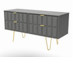 Cube Dusk Grey 4 Drawer Bed Box with Gold Hairpin Legs