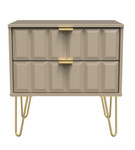 Cube Mushroom 2 Drawer Midi Chest with Gold Hairpin Legs Welcome Furniture
