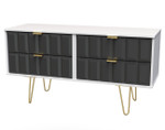 Cube Graphite and White 4 Drawer Bed Box with Gold Hairpin Legs welcome Furniture