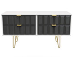 Cube Graphite and White 4 Drawer Bed Box with Gold Hairpin Legs welcome Furniture