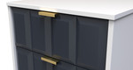Cube Indigo and White 2 Drawer Bedside Cabinet with Gold Hairpin Legs Welcome Furniture