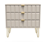 Cube Kashmir 3 Drawer Chest with Gold Hairpin Legs Welcome Furniture
