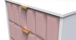 Cube Kobe Pink and White 3 Drawer Midi Chest with Gold Hairpin Legs Welcome Furniture