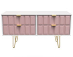 Cube Kobe Pink and White 4 Drawer Bed Box with Gold Hairpin Legs Welcome Furniture