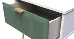 Cube Labrador Green and White 1 Drawer Bedside Cabinet with Gold Hairpin Legs