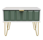 Cube Labrador Green and White 1 Drawer Midi Chest with Gold Hairpin Legs Welcome Furniture