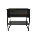 Diego Black Single Open Midi Bedside Cabinet with Black Frame Legs