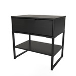 Diego Black 1 Drawer Midi Bedside Cabinet with Black Frame Legs