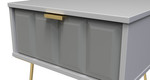 Cube Shadow Matt Grey 1 Drawer Bedside Cabinet with Gold Hairpin Legs Welcome Furniture