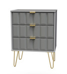 Cube Shadow Matt Grey 3 Drawer Midi Chest with Gold Hairpin Legs Welcome Furniture