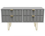 Cube Shadow Matt Grey 4 Drawer Bed Box with Gold Hairpin Legs