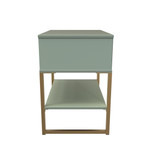 Diego Reed Green Single Open Midi Bedside Cabinet with Gold Frame Legs